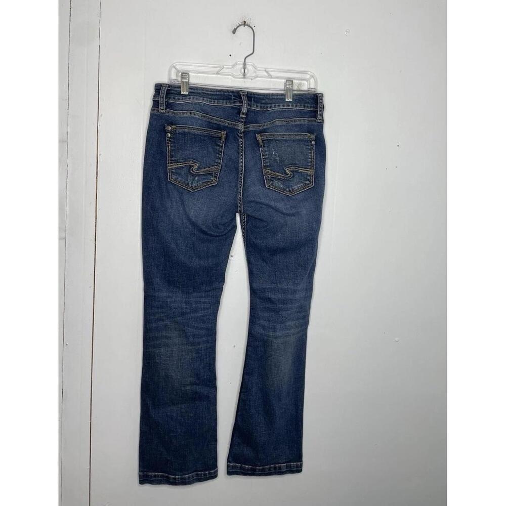 Silver Jeans Womens 29 Elyse Slim Bootcut Distressed Knee Low Rise Y2K Western - Picture 2 of 11